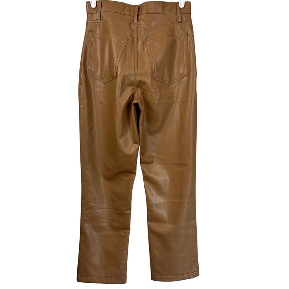 Abercrombie & Fitch The 90s Straight Ultra High Rise Faux Leather Pants Brown 6S - Picture 3 of 10